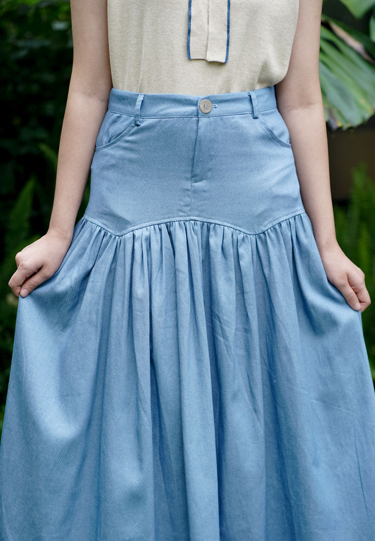 NONAETAL X IFY ALYSSA Pelita Lara Maxi Denim Skirt Denim Blue