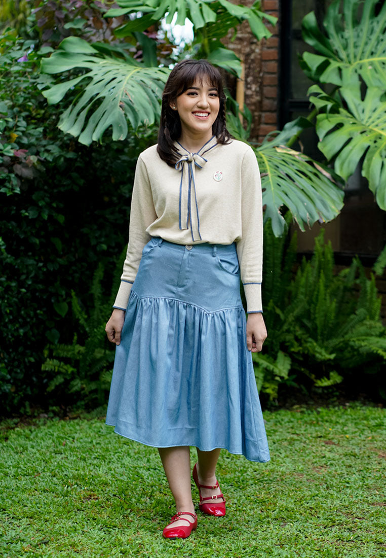 NONAETAL X IFY ALYSSA Pelita Lara Midi Denim Skirt Denim Blue