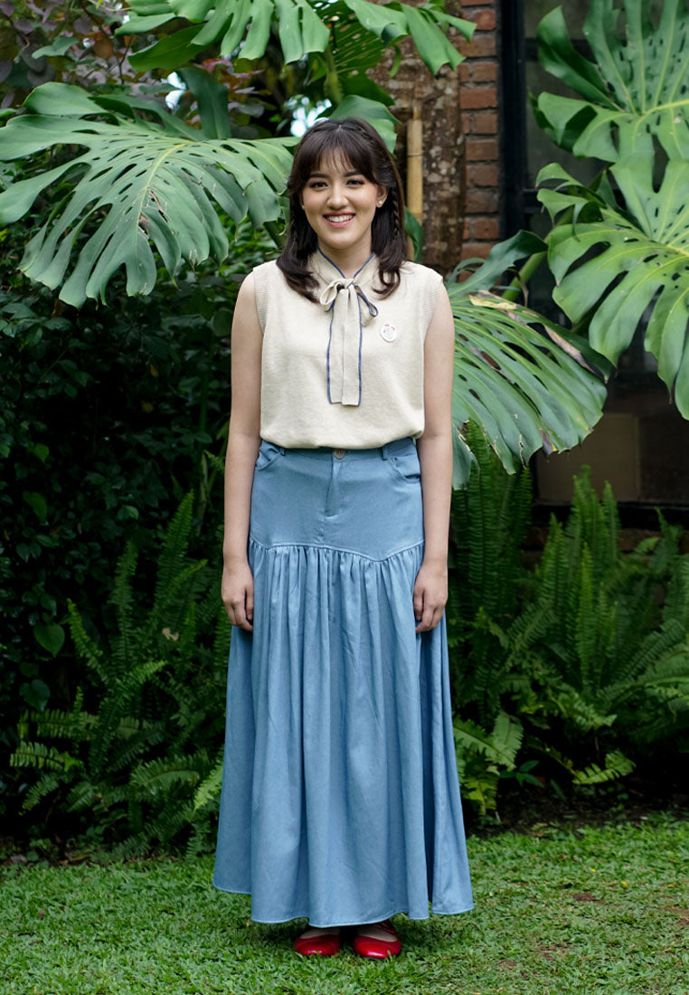 NONAETAL X IFY ALYSSA Pelita Lara Maxi Denim Skirt Denim Blue