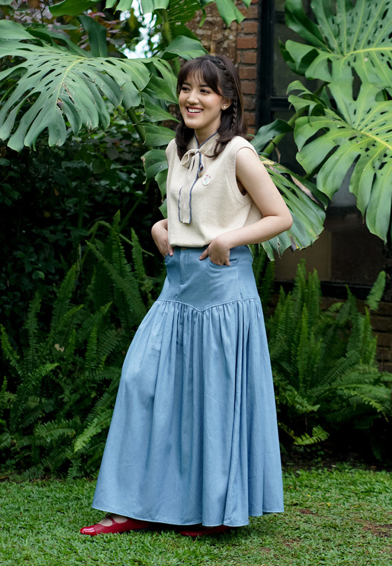 NONAETAL X IFY ALYSSA Pelita Lara Maxi Denim Skirt Denim Blue