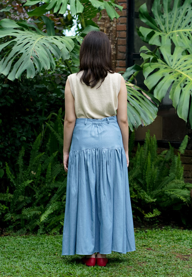 NONAETAL X IFY ALYSSA Pelita Lara Maxi Denim Skirt Denim Blue