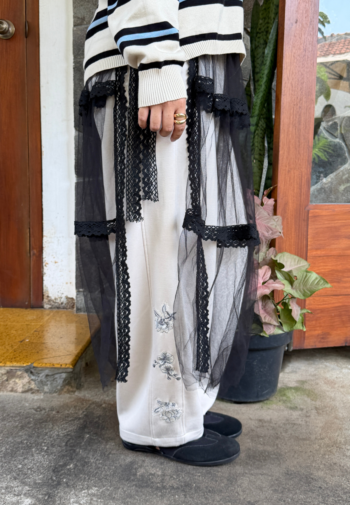 NONAETAL Westside Ruffle Wrap Midi Skirt