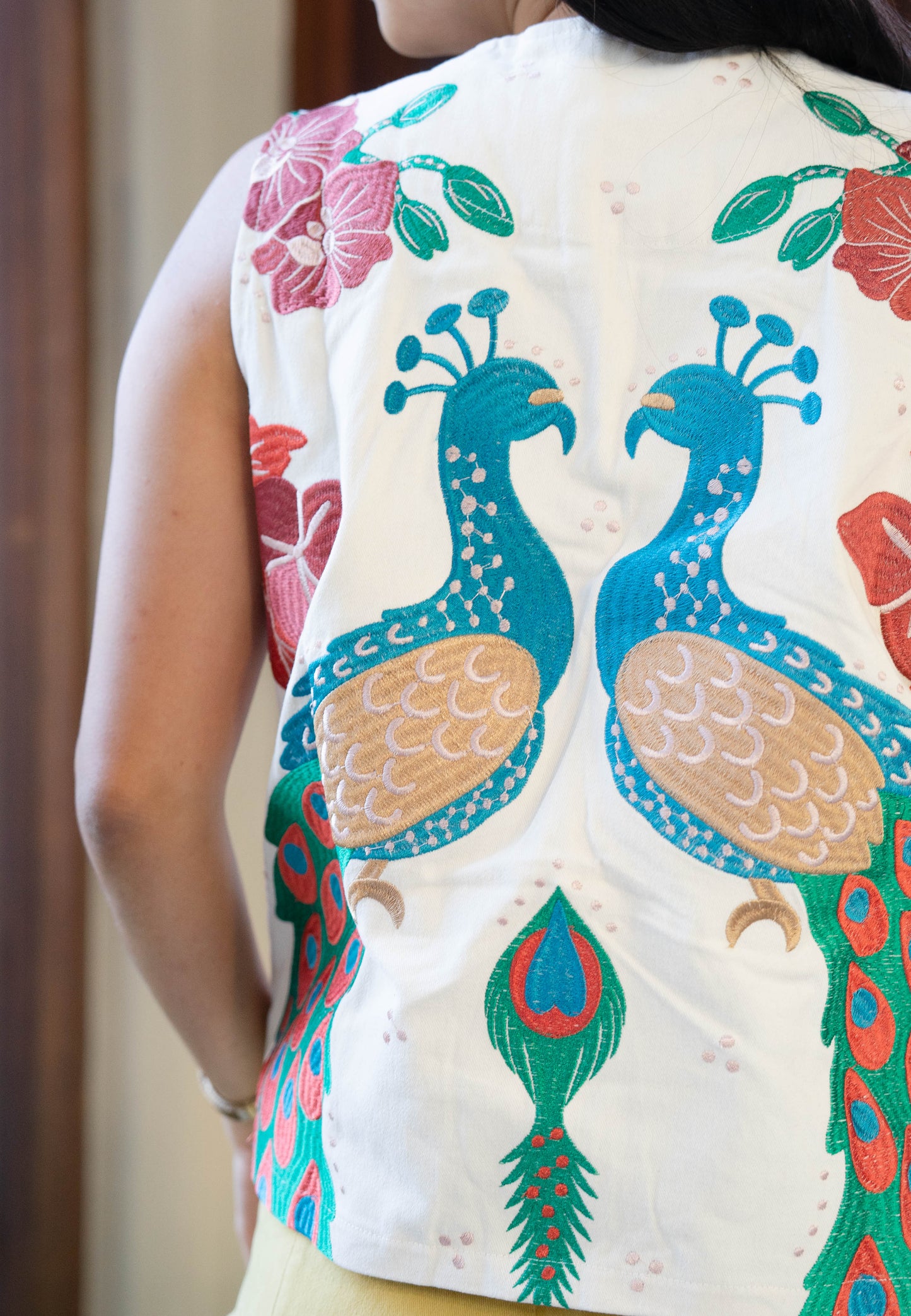 NONAETAL Lynx Peafowl Embroidery Vest