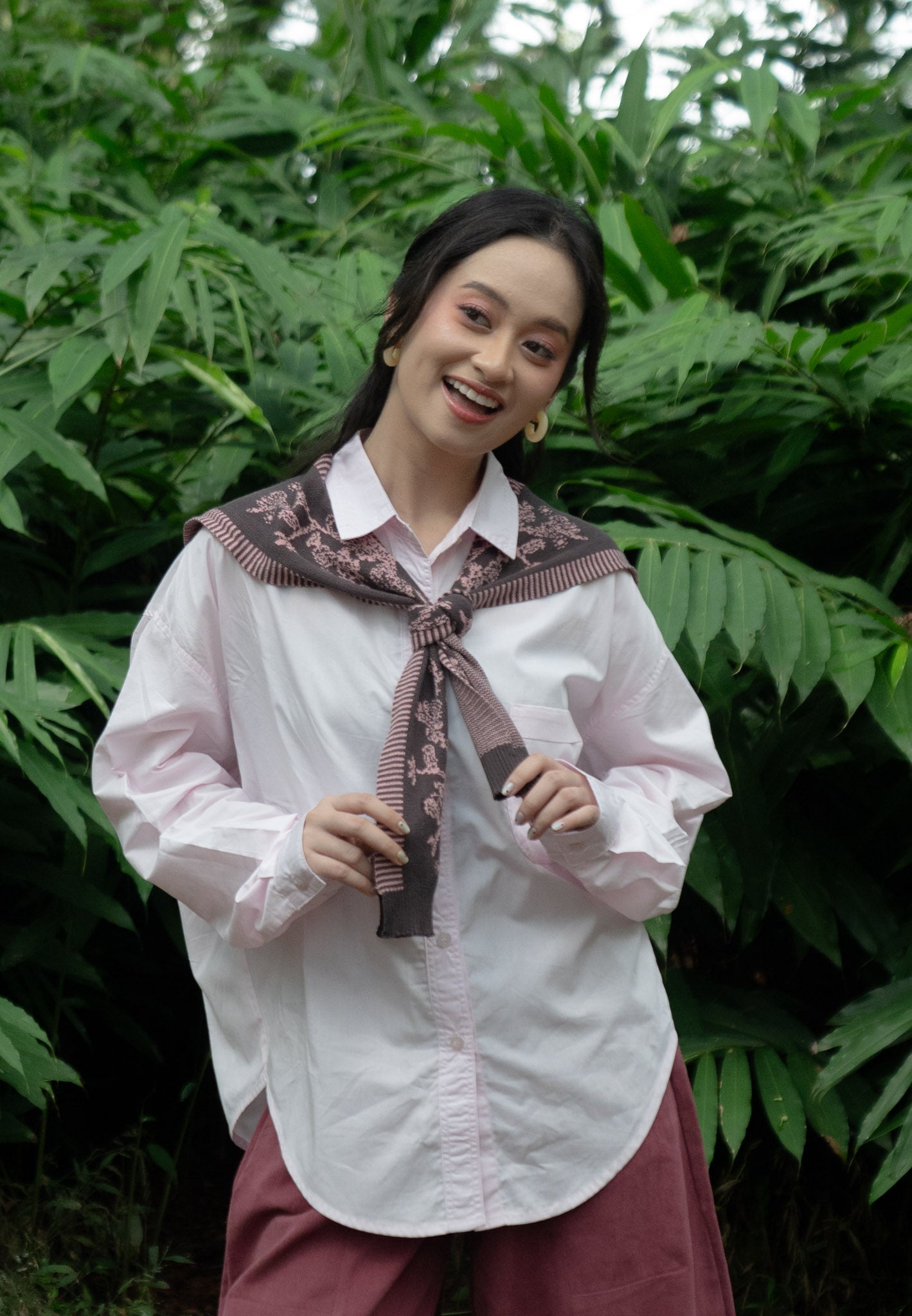 NONAETAL Seoul Jalak Shirt Long Sleeve Knit Shawl