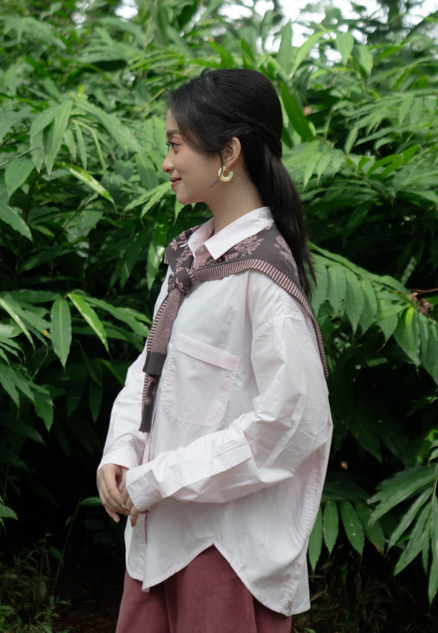 NONAETAL Seoul Jalak Shirt Long Sleeve Knit Shawl