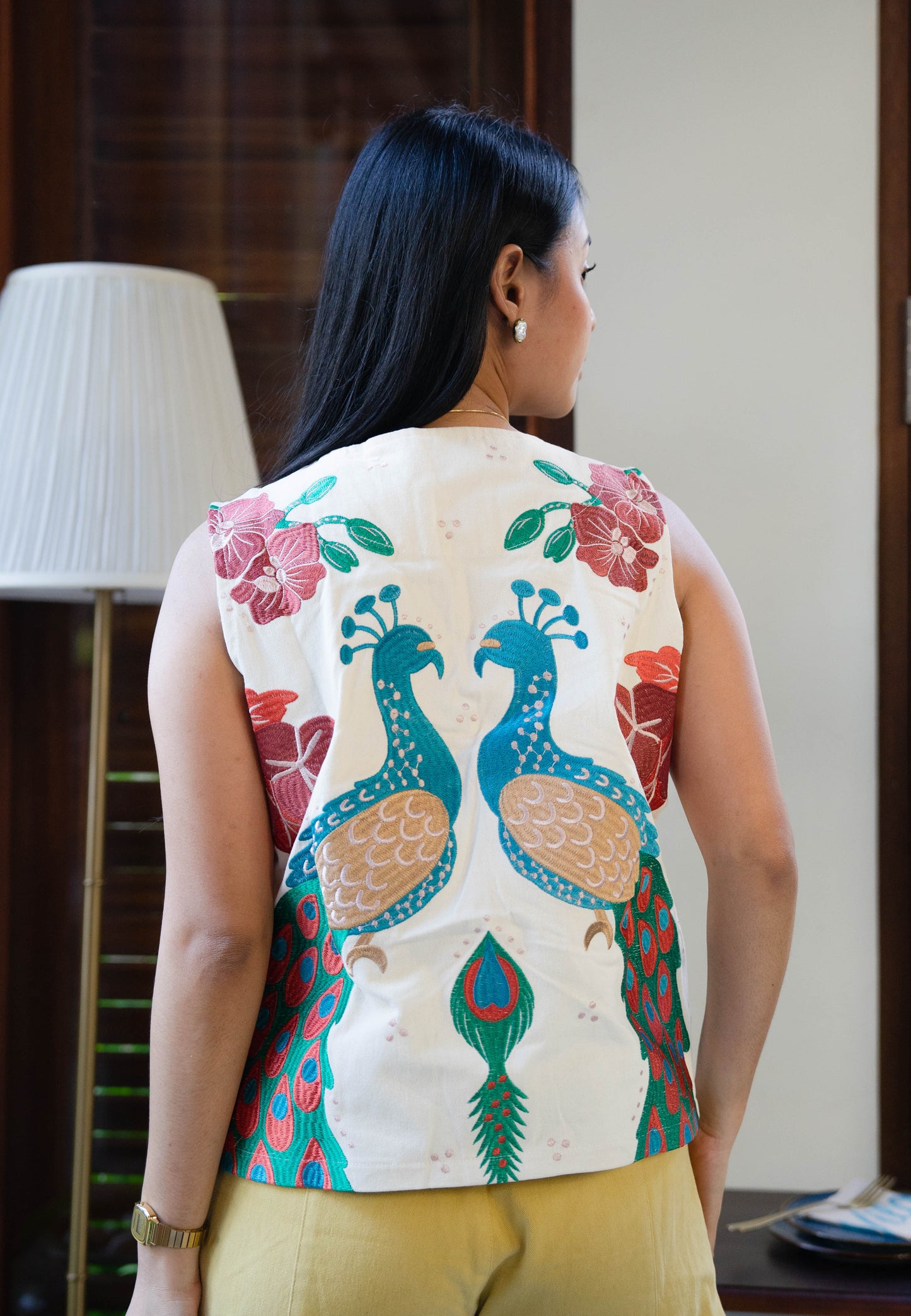 NONAETAL Lynx Peafowl Embroidery Vest