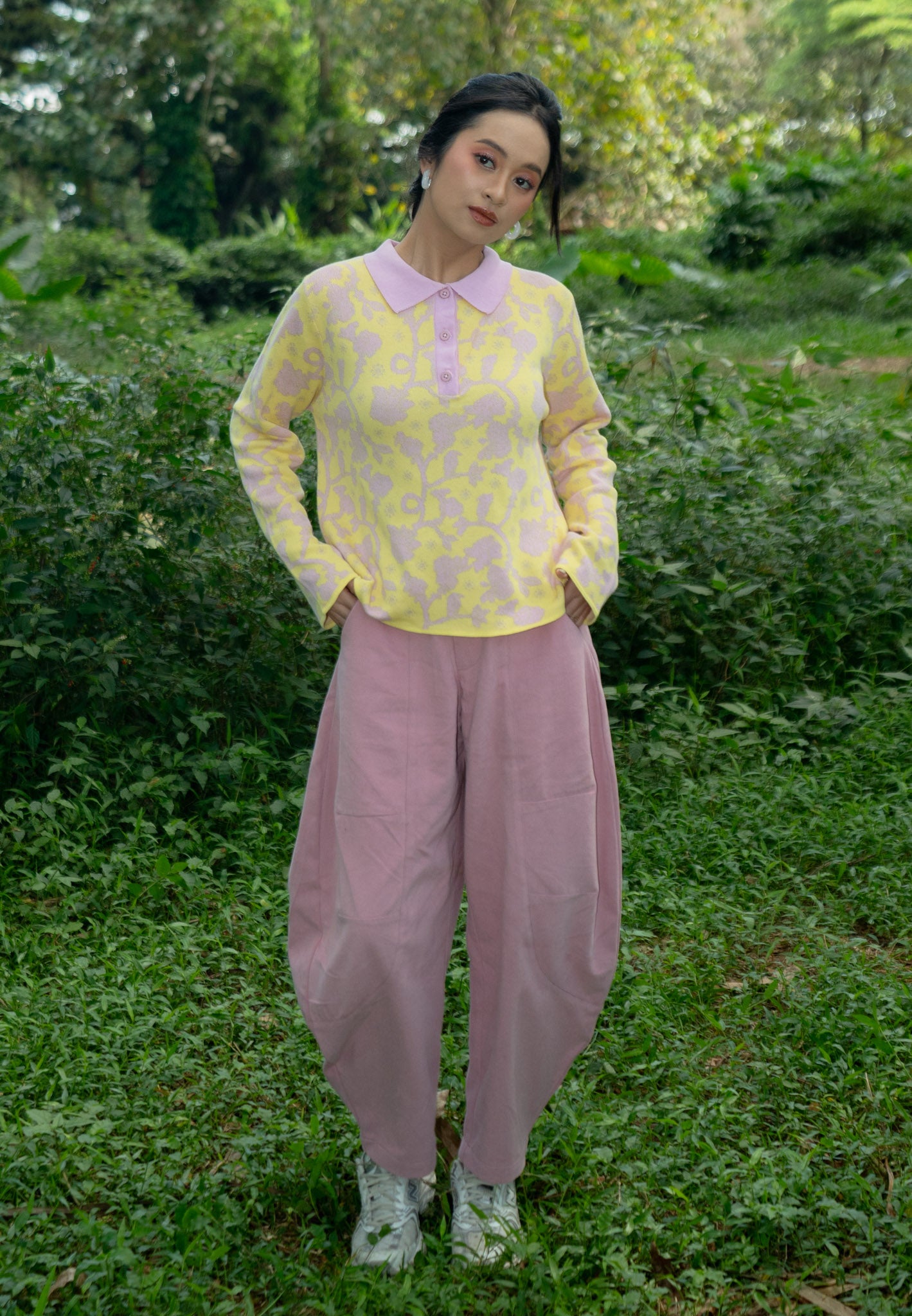 NONAETAL Velma Jalak Knit Polo Long Sleeve