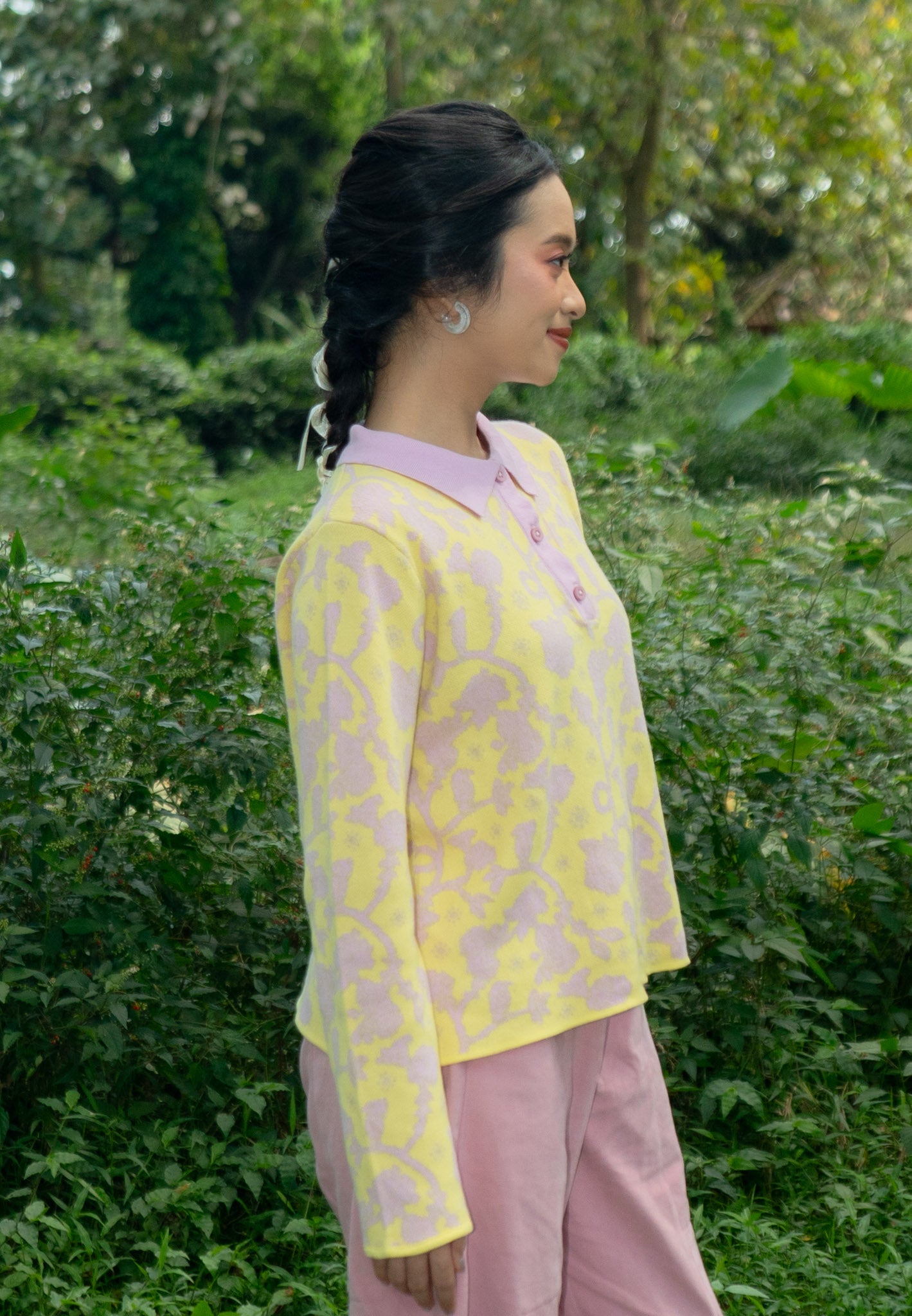 NONAETAL Velma Jalak Knit Polo Long Sleeve