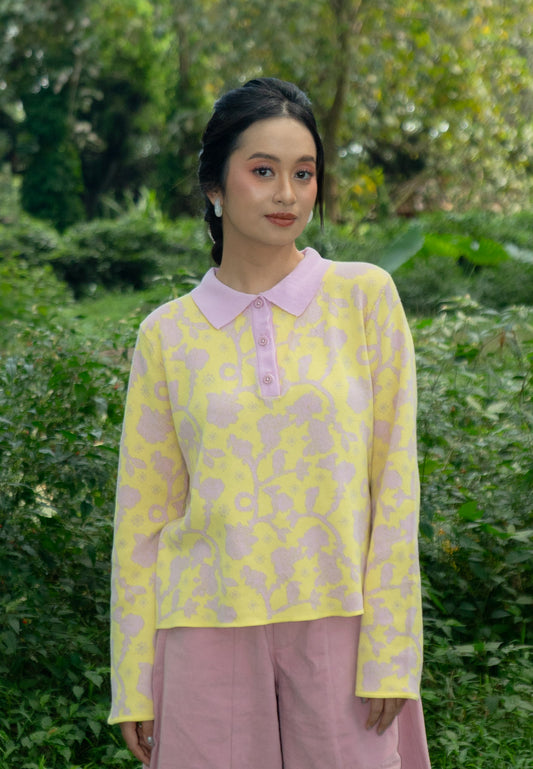 NONAETAL Velma Jalak Knit Polo Long Sleeve