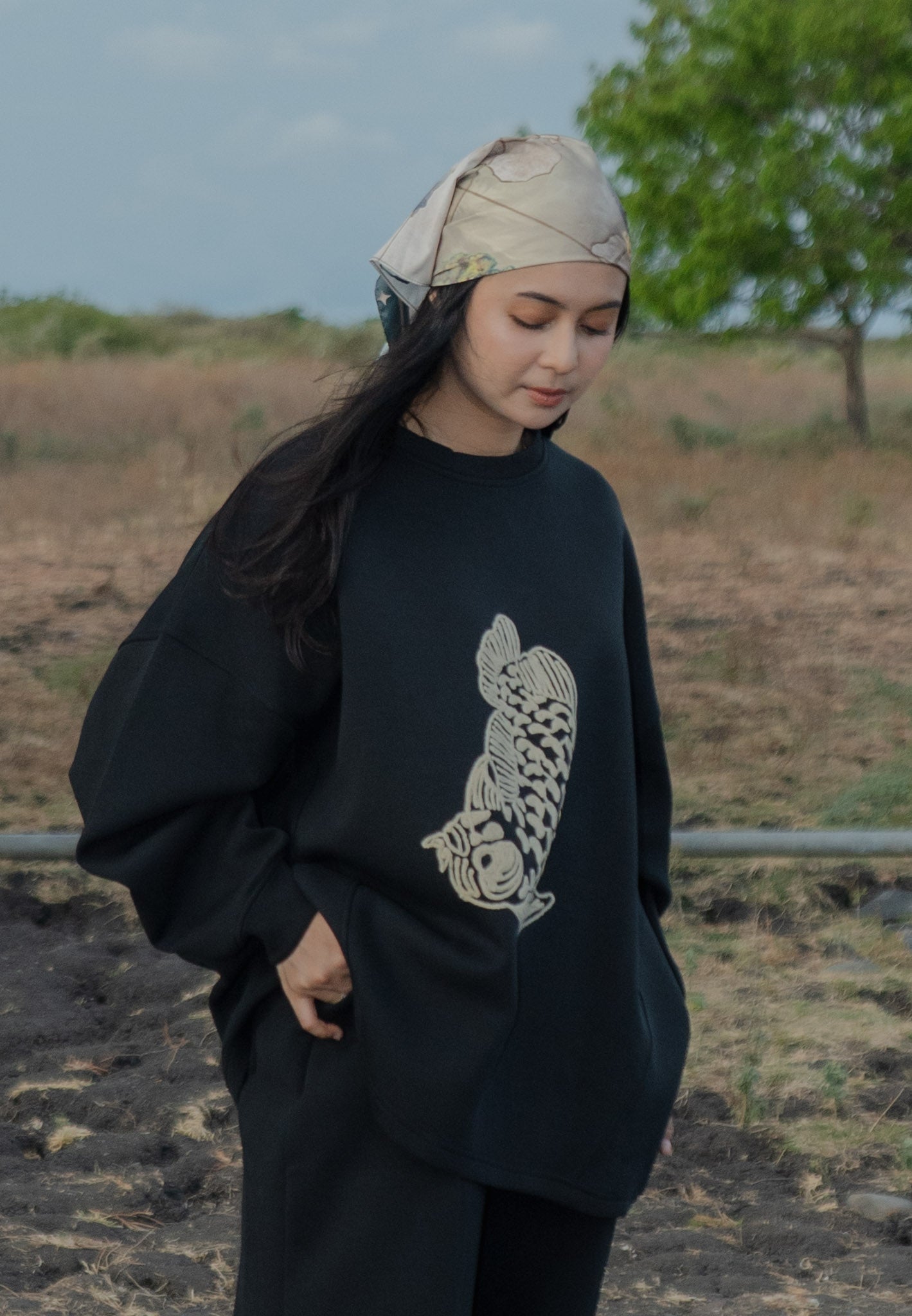 NONAETAL Hailey Arowana Oversized Top Long Sleeve