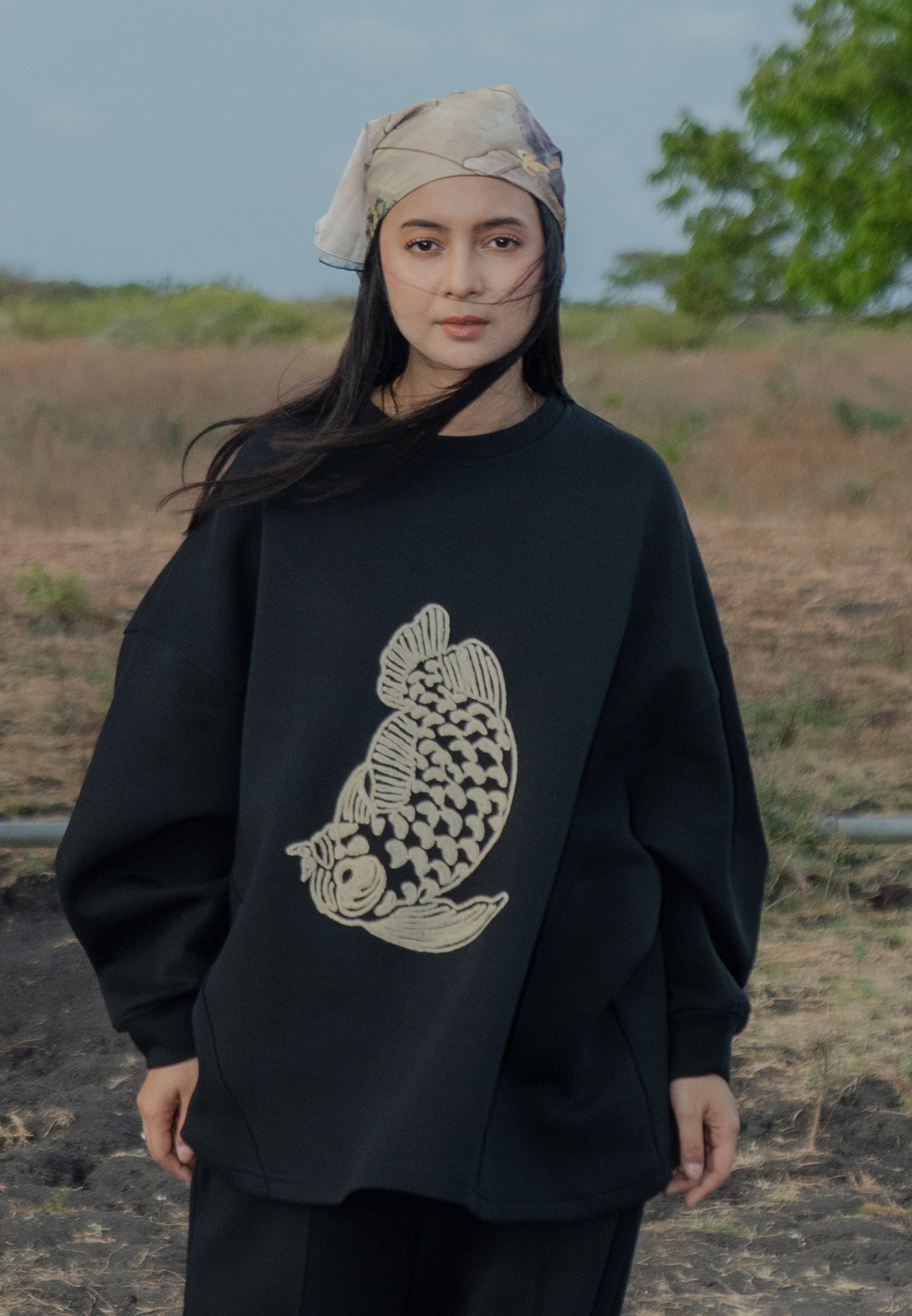 NONAETAL Hailey Arowana Oversized Top Long Sleeve