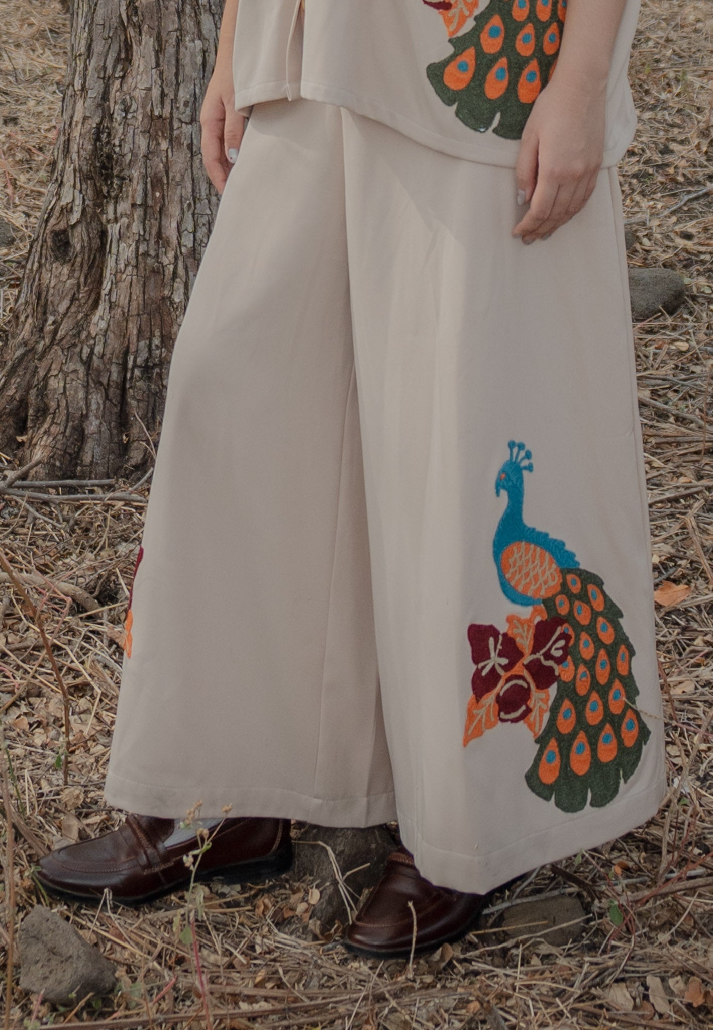 NONAETAL Bougainville Peafowl Pants Winter Cream