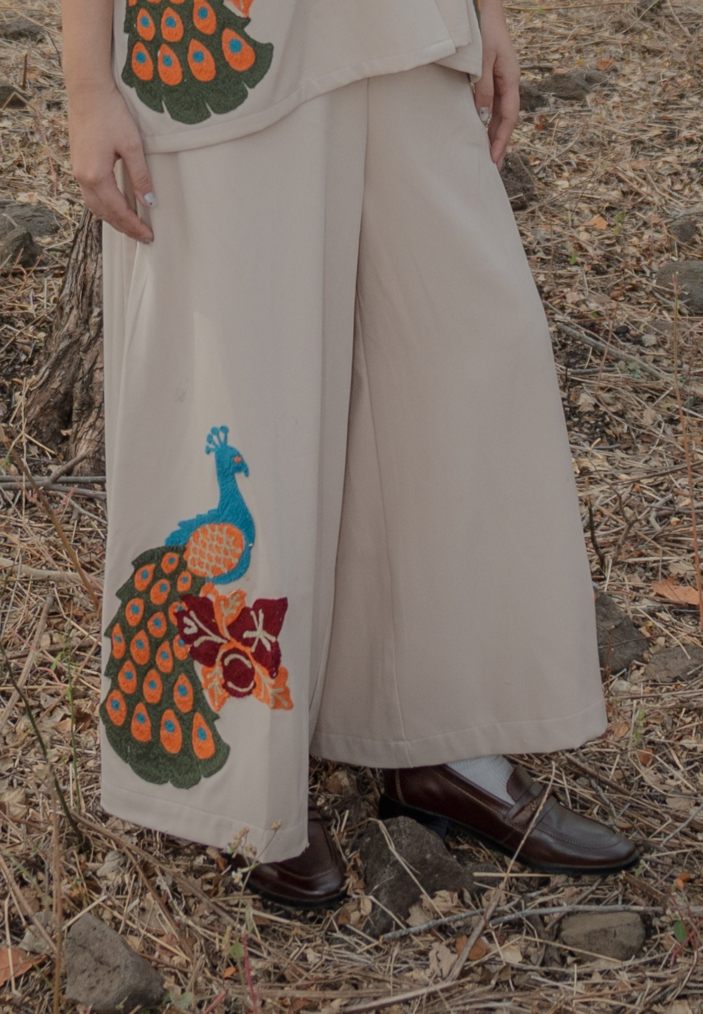 NONAETAL Bougainville Peafowl Pants Winter Cream