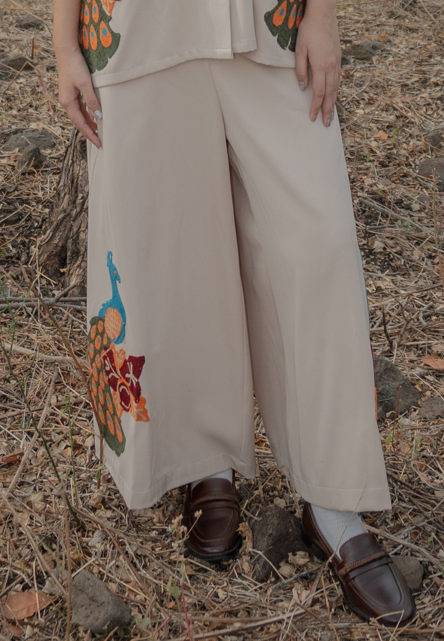 NONAETAL Bougainville Peafowl Pants Winter Cream