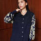 NONAETAL Garlan Shirt Knit Sleeve Navy
