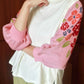 NONAETAL Milla T-Shirt Knit Short Sleeve Broken White - Pink