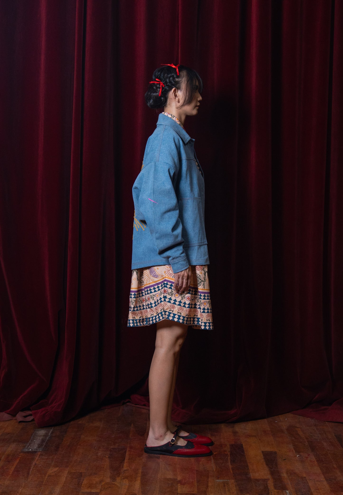 NONAETAL X DIANABLE Phoenix Embroidery Jacket Light Blue Denim