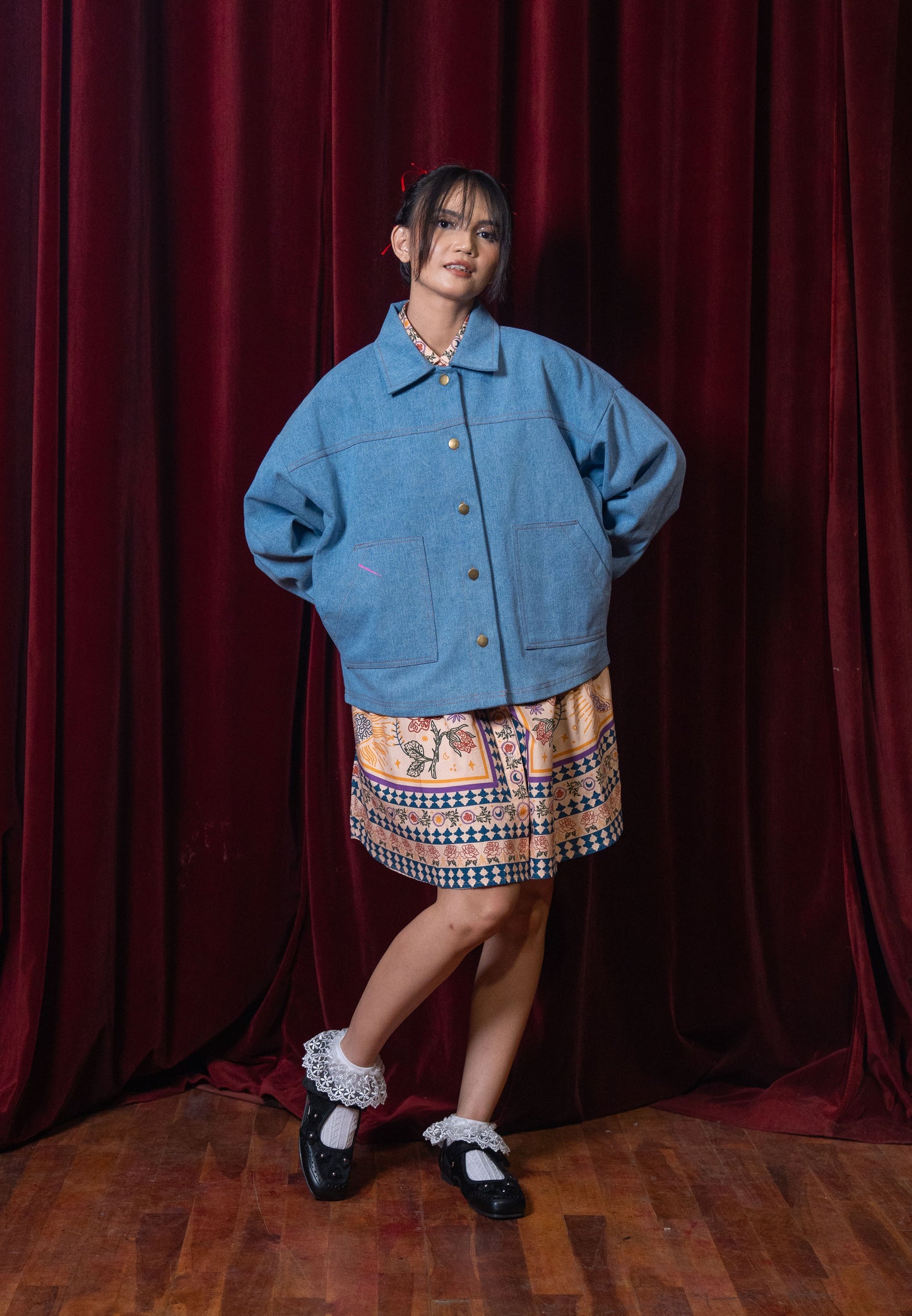 NONAETAL X DIANABLE Phoenix Embroidery Jacket Light Blue Denim