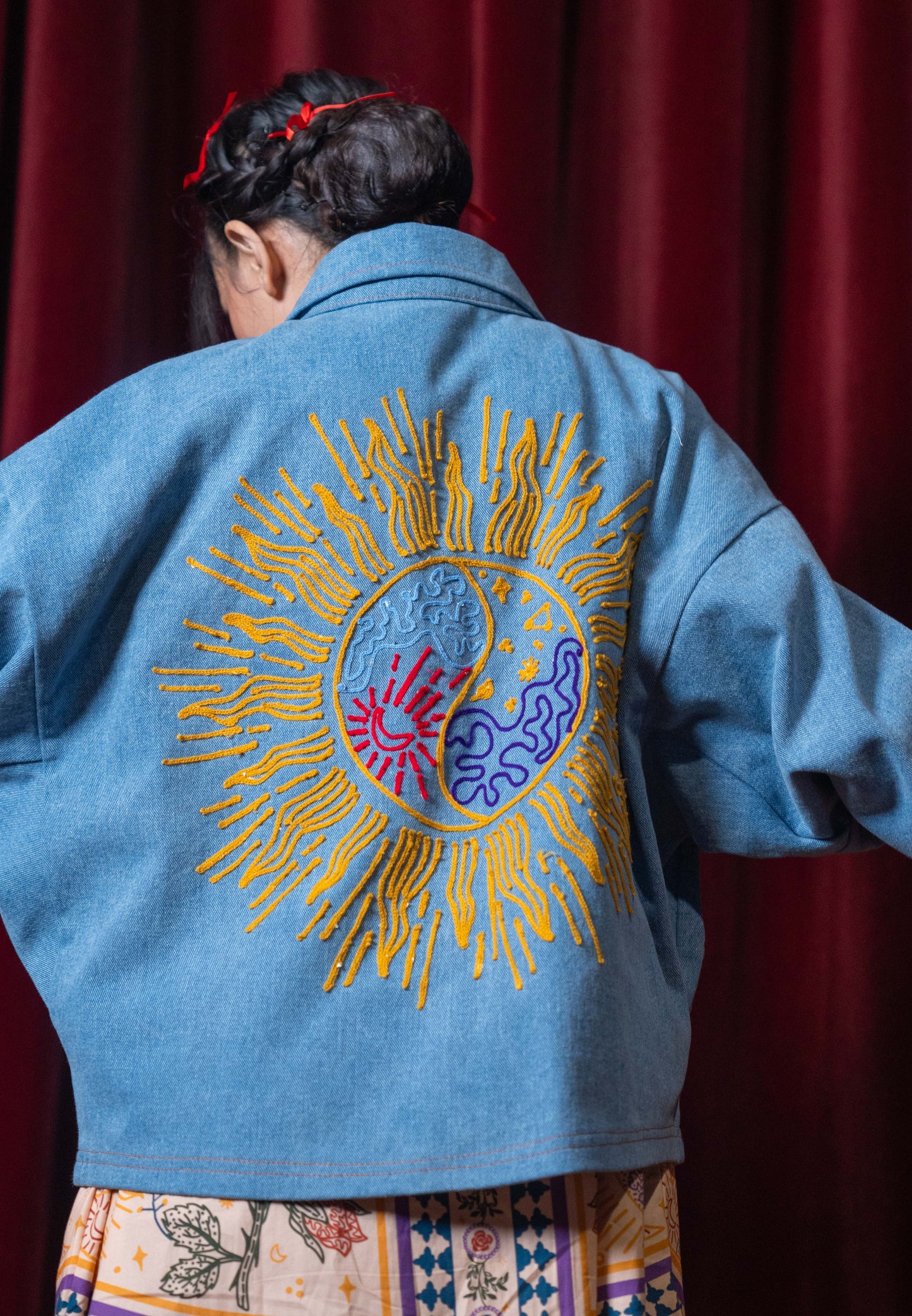 NONAETAL X DIANABLE Phoenix Embroidery Jacket Light Blue Denim