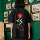 NONA Jemima Embro Rose Shirt Short Sleeve Black