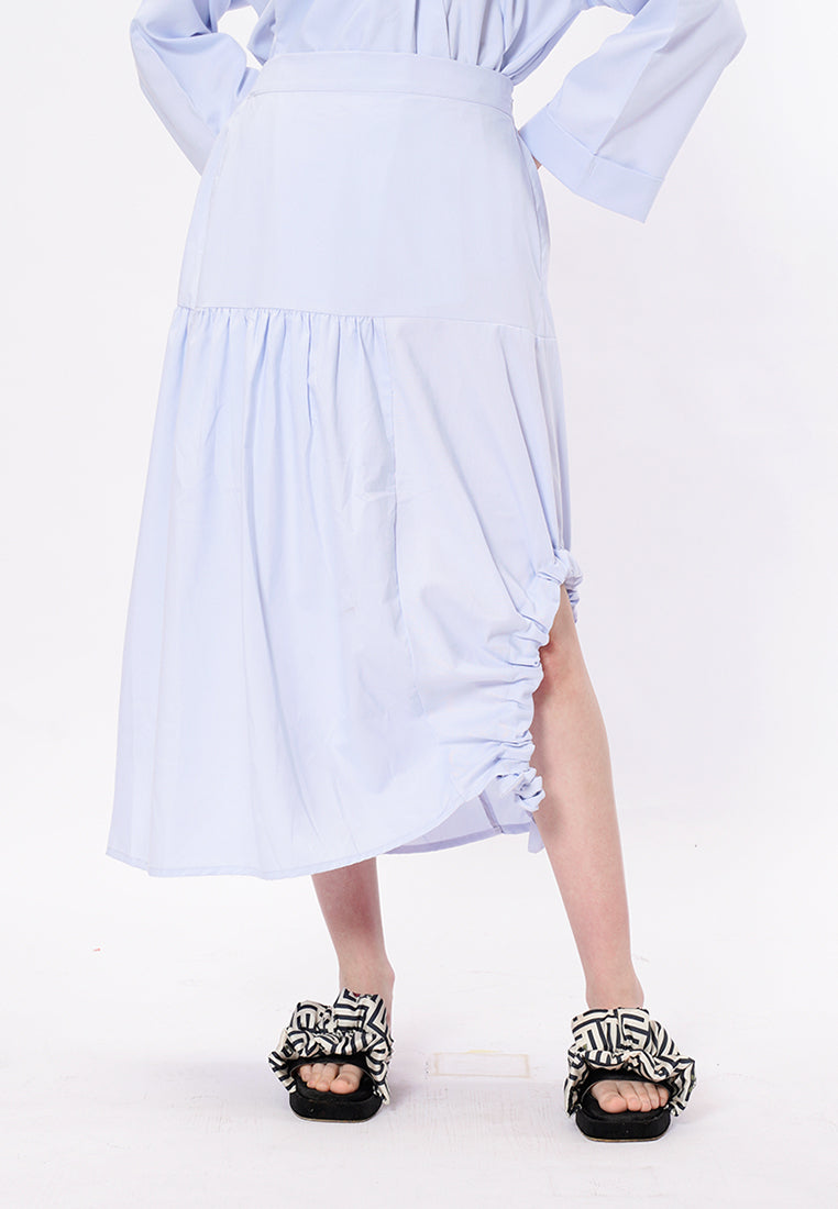 NONA X TITIES SAPOETRA Aluna Ruched Skirt Sky Blue