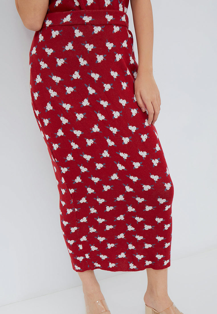 NONA Sonet Knit Skirt Red