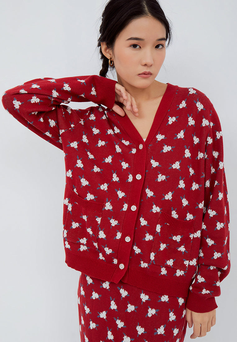 NONA Sonet Knit Cardigan Red